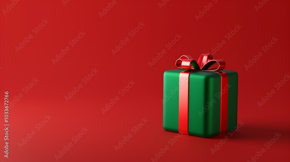 3D Rendering of a Colorful Christmas Gift Box 3D Rendering of a Colorful Christmas Gift Box