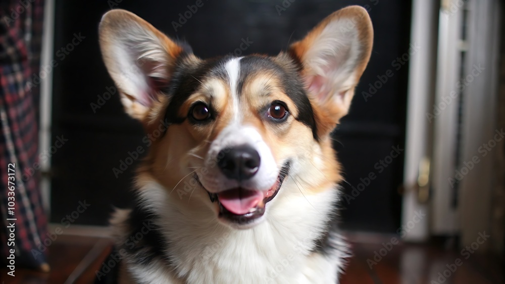 Obraz premium Portrait of a Smiling Dog Welsh Corgi Pembroke
