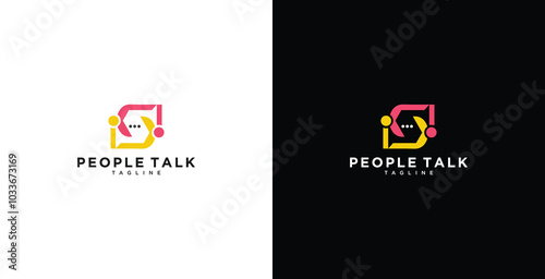 people talk logo diversity family together human unity with chat bubble vector icon illustration.
