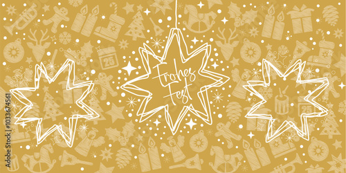 Frohes Fest Weihnachtsdekor Sternen banner gold - deutscher Text