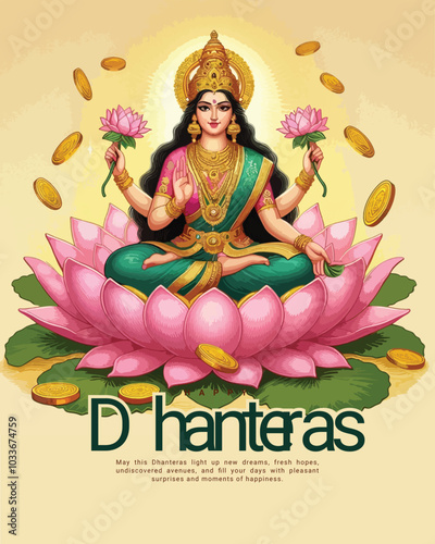 Shubh Dhanteras Banner and Greeting Card. Happy Dhanteras Hindu Festival Celebration with Text and Dhanteras Background