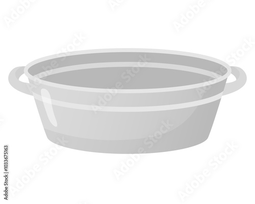 Iron metal galvanized basin flat style illustration. Sauna, bathhouse, farm, kitchen object, design element isolated on white. Vector illustration