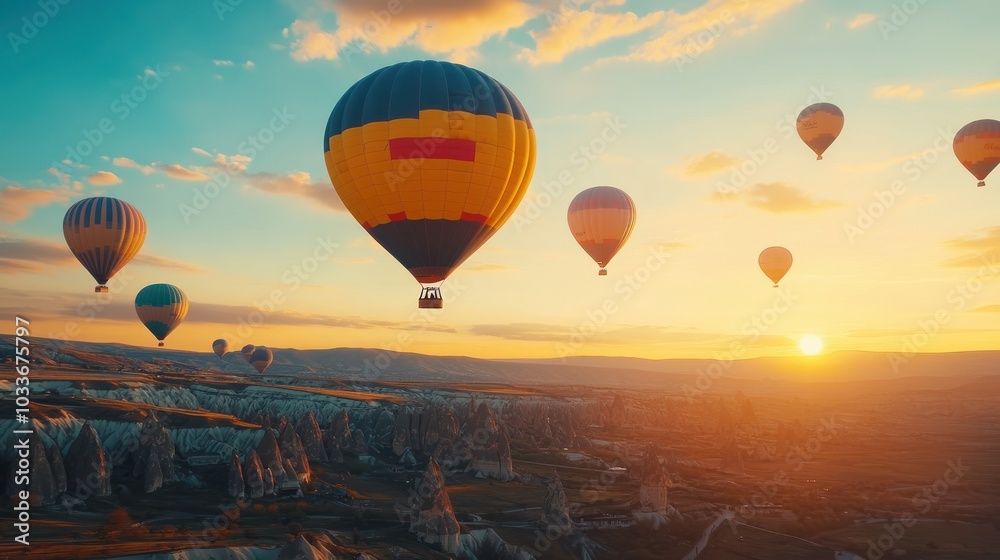 Obraz premium Hot Air Balloons Soaring Over Cappadocia