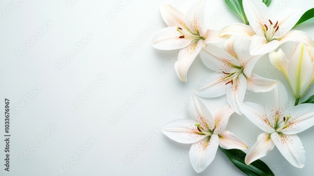 Obraz premium Elegant White Lilies on a White Background