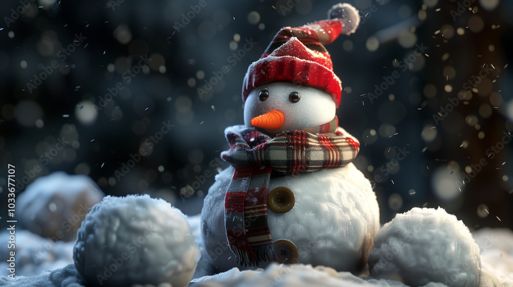 Fototapeta premium snowman on the snow