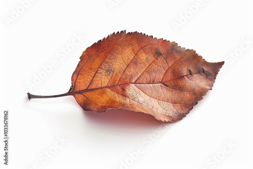 High-Quality Apple Leaf Isolated on a White Background for Use in Botanical Illustrations and Educational Materials