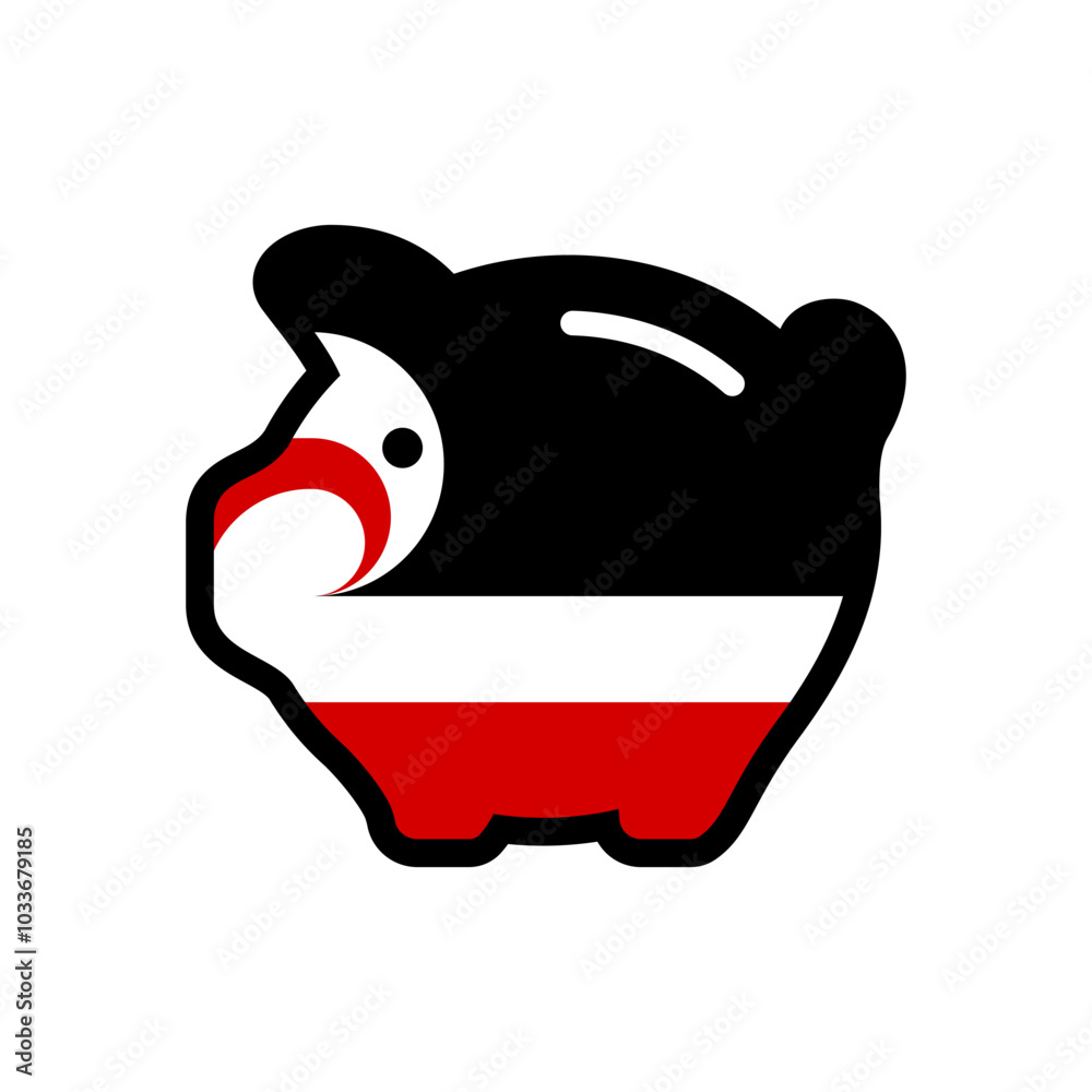 Flag of piggy bank icon Flag of piggy bank icon