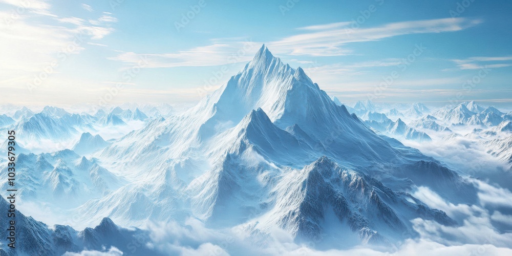 Breathtaking Snowy Peaks: A Serene Winter Landscape in Majestic Blue Hues Breathtaking Snowy Peaks: A Serene Winter Landscape in Majestic Blue Hues
