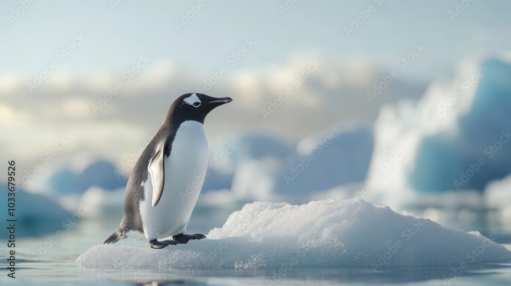 Fototapeta premium Penguin on Iceberg in Antarctica