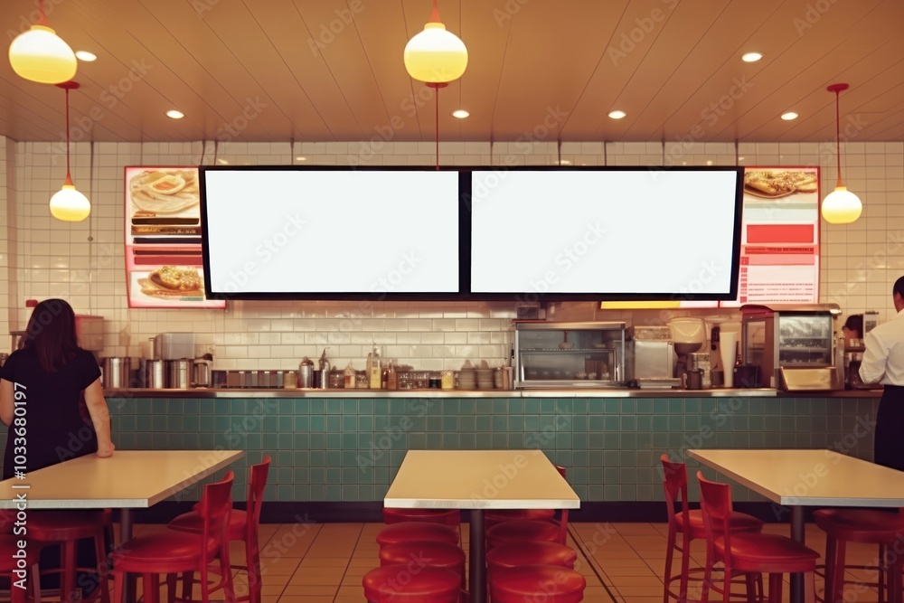 Streaming Menu Screen Menu tv screen restaurant cafeteria. Stock Photo | Adobe Stock