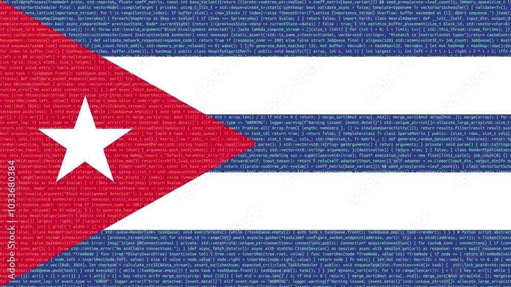 Cuba flag - Waving flag on report analytics data statement