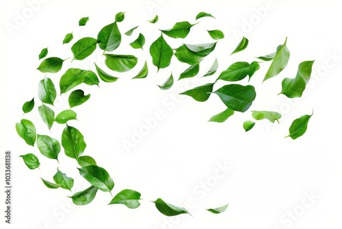 Fresh green leaves swirling pattern