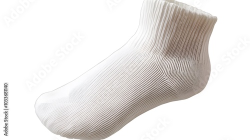 Closeup of one clean white tennis/sport sock isolated on white. 