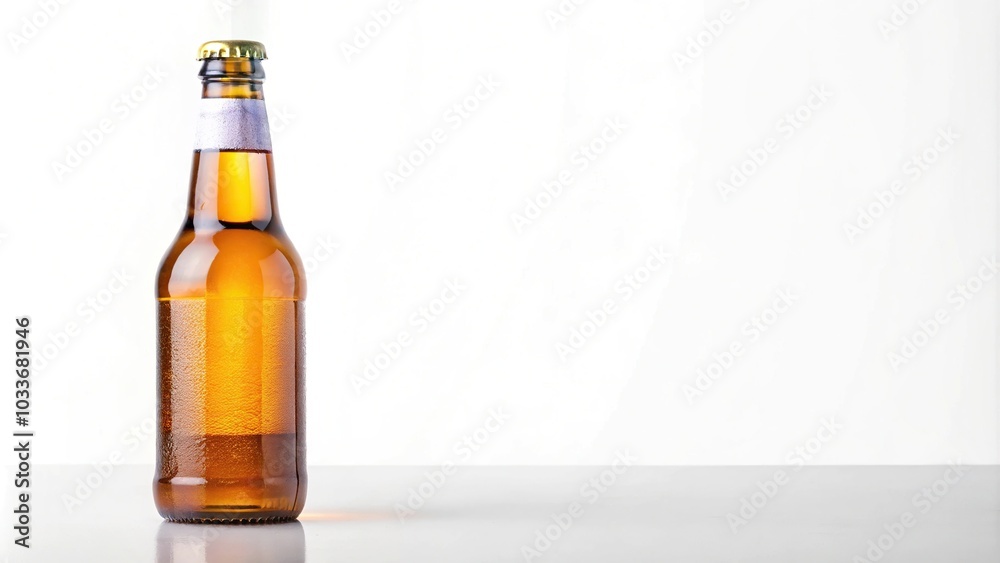 Extreme Close-Up bottle of beer with water drop isolated on white background Extreme Close-Up bottle of beer with water drop isolated on white background