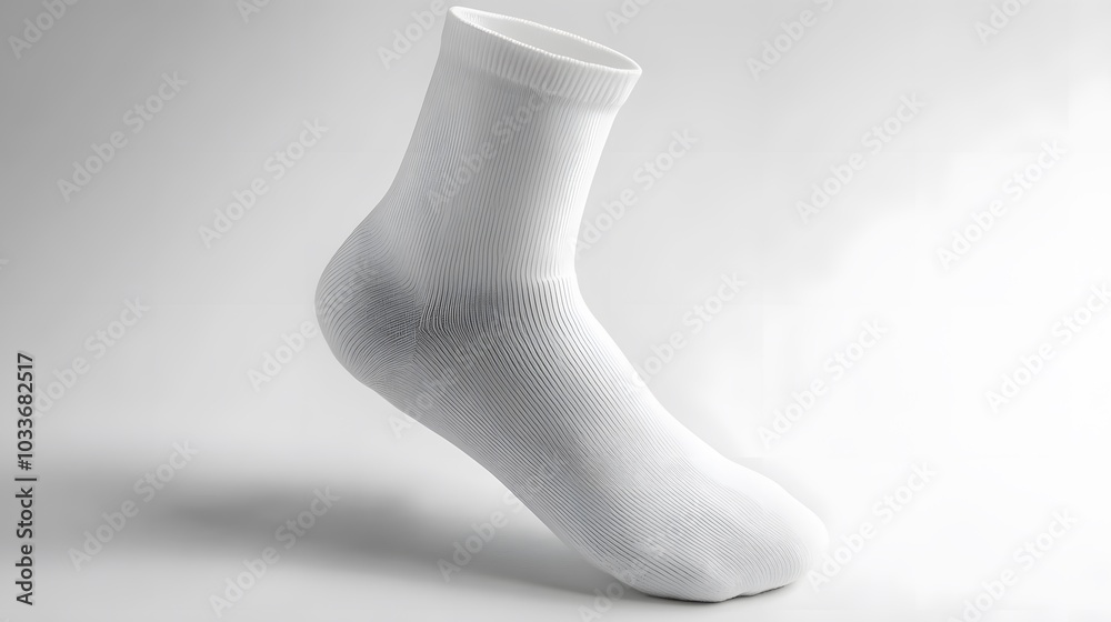 Closeup of one clean white tennis/sport sock isolated on white. Closeup of one clean white tennis/sport sock isolated on white.