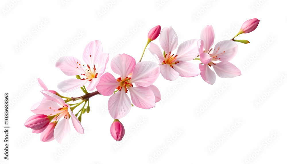 A delicate pink flower displayed against a clean white background, generative ai A delicate pink flower displayed against a clean white background, generative ai
