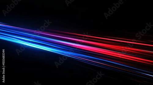 Abstract Blue and Red Light Streaks  Dark Background  Futuristic Design