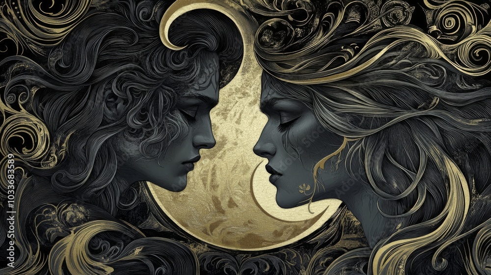 custom made wallpaper toronto digitalWerewolf Casino Gala Poster Art Nouveau Style with Moon and Beasts