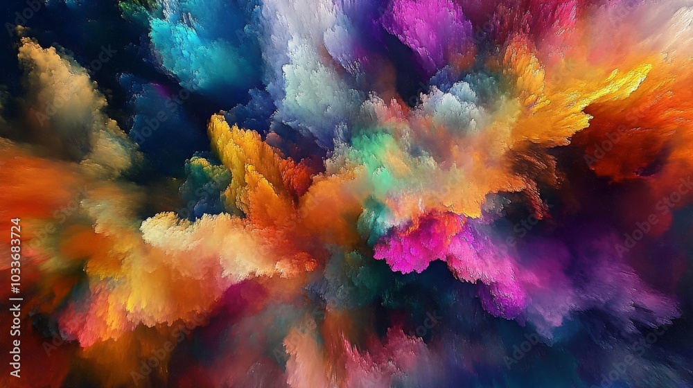 Abstract Colorful Cloud Art, Vivid Paint Splash, Rainbow Explosion, Bright Color Burst, Dynamic Visual Effect Abstract Colorful Cloud Art, Vivid Paint Splash, Rainbow Explosion, Bright Color Burst, Dynamic Visual Effect