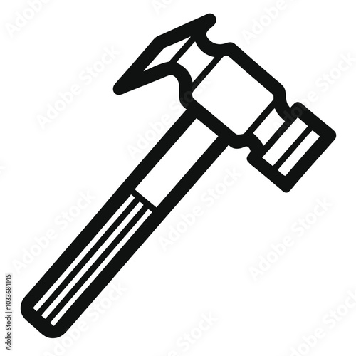 Black Line icon for hammer vector Isolated on white background