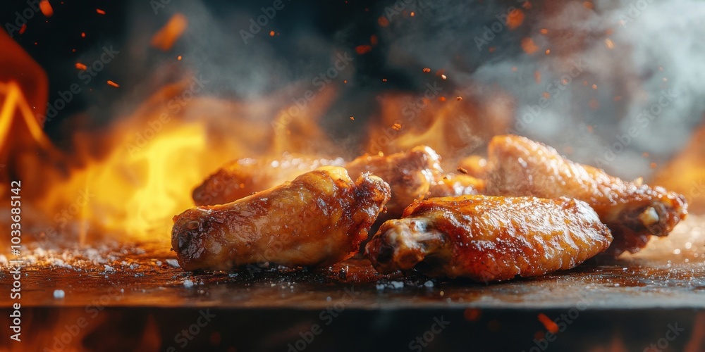 Savor the Flavor of Spicy Grilled Chicken Wings on a Smoldering Fire Savor the Flavor of Spicy Grilled Chicken Wings on a Smoldering Fire