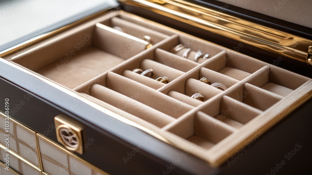 Open Jewelry Box with Gold Accents Open Jewelry Box with Gold Accents
