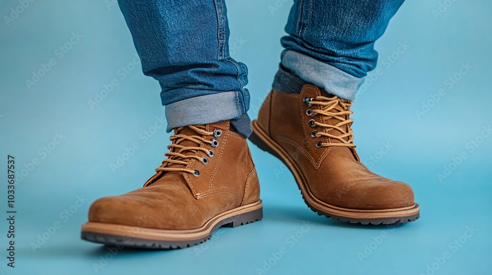 Person in casual clothes rubbing their sore feet after a long day standing against a neutral background Stock Photo with side copy space Person in casual clothes rubbing their sore feet after a long day standing against a neutral background Stock Photo with side copy space