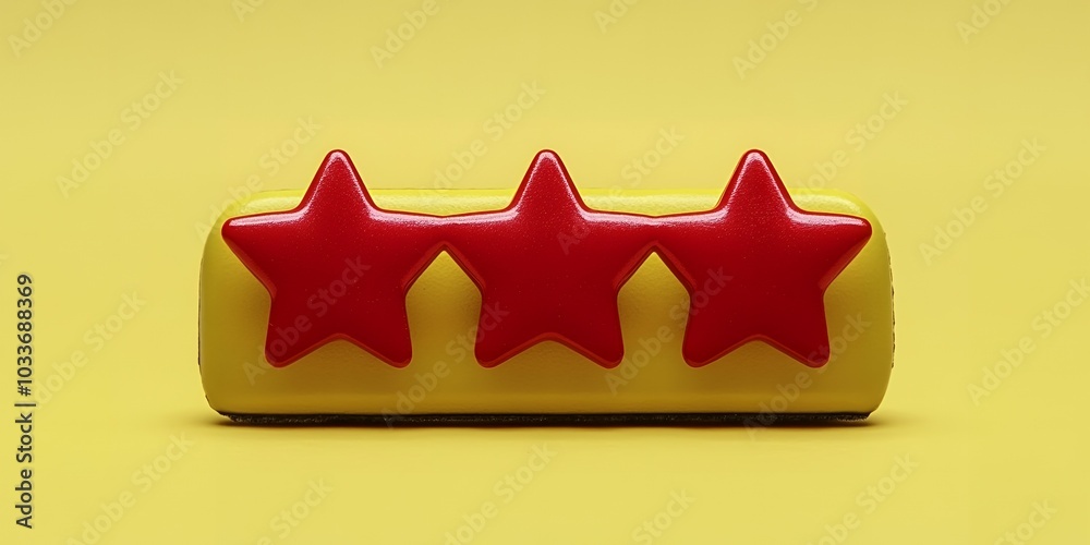 Three red stars on a yellow background. Three red stars on a yellow background.