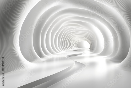 A white tunnel with a long white tunnel in the middle of it