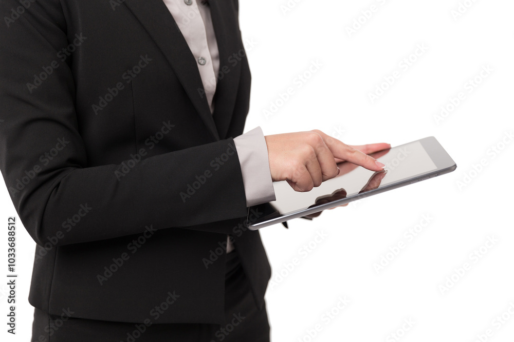 Business woman Using Digital Tablet isolated on white Business woman Using Digital Tablet isolated on white