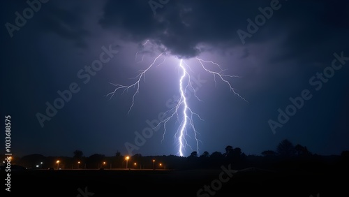 LIGHTNING STORM ON THE HORIZON DARK NIGHT