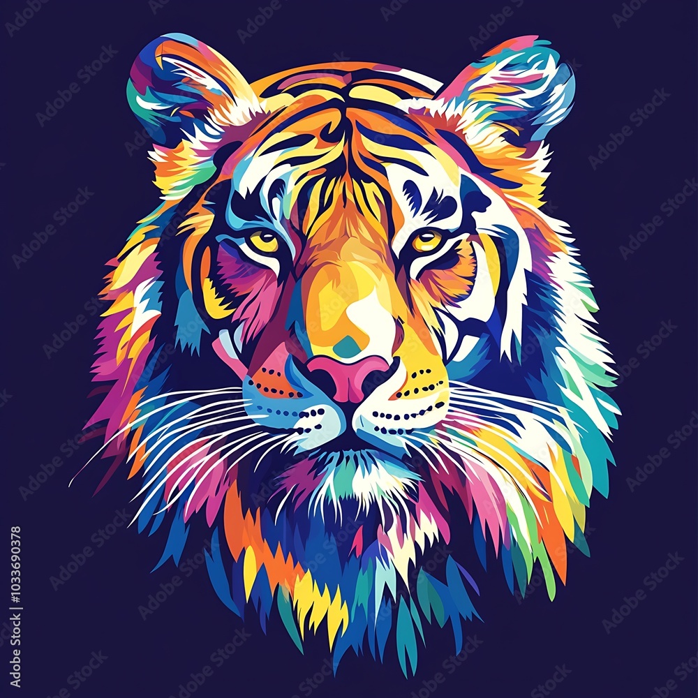Colorful tiger head illustration with abstract patterns. Colorful tiger head illustration with abstract patterns.