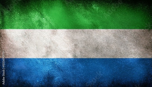 古いビンテージのシエラレオネの国旗(Old grunge vintage Sierra Leone flag.)
 photo