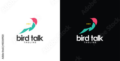 bird logo talk people family together human unity chat bubble  vector logo icon