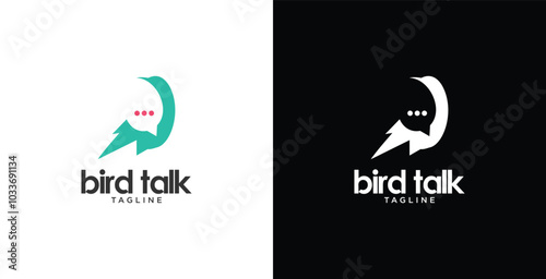 bird logo talk people family together human unity chat bubble  vector logo icon