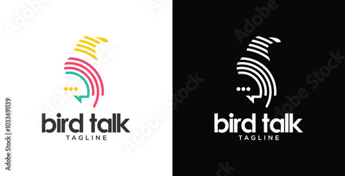 bird logo talk people family together human unity chat bubble  vector logo icon