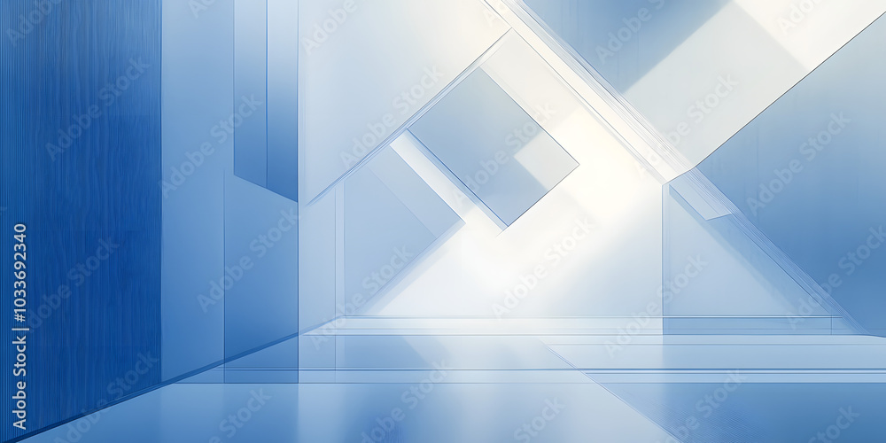 Fototapeta premium Blue and white abstract geometric presentation background with rectangle and square shapes
