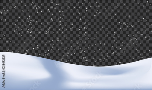 Snow falls on a transparent background. Christmas snowflakes on a transparent background. Snow flakes, snow background. Heavy snowfall, snowflakes in different shapes and forms.