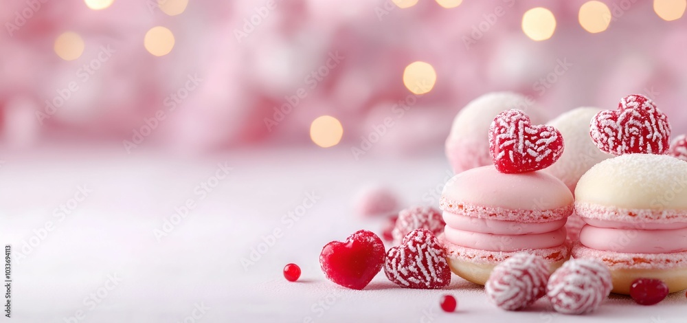 Valentine' sweets with raspberry on a pink background. Copy space for text. For February 14, birthday, anniversary, wedding, design, banner, shoop, etsy, linkedin. social media, cover, menu, cafe Valentine' sweets with raspberry on a pink background. Copy space for text. For February 14, birthday, anniversary, wedding, design, banner, shoop, etsy, linkedin. social media, cover, menu, cafe