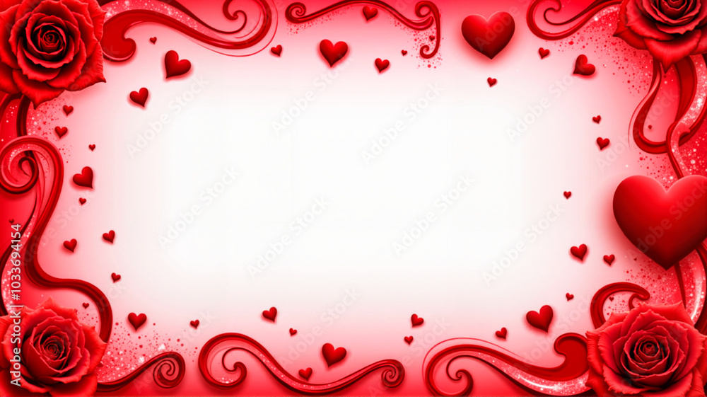 Valentine's Day Heart and Roses Floral Frame Valentine's Day Heart and Roses Floral Frame