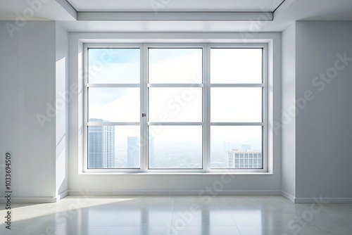 Modern background with a medium shot of a large light white window