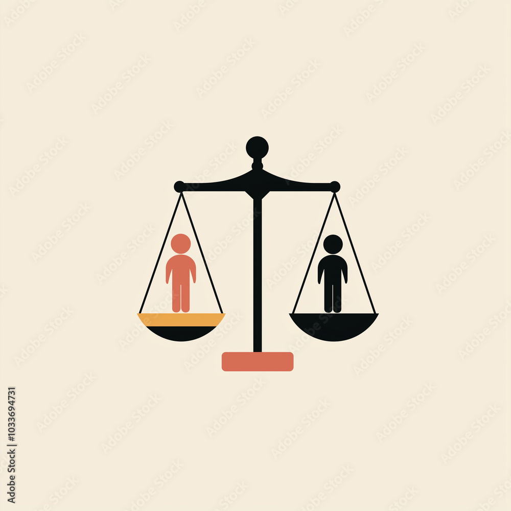 A balanced scale with one side showing a resume and the other side showing a human figure A balanced scale with one side showing a resume and the other side showing a human figure