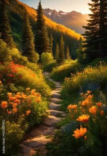 vibrant nature trails featuring breathtaking mountain views surrounded lush foliage beatific scenery, rainbow, lgbtq, lgbt, pride, colorful, love, equality