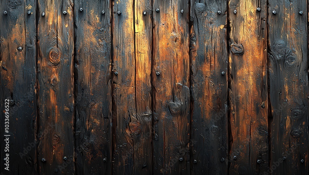 A wooden wall background with a warm, golden glow A wooden wall background with a warm, golden glow