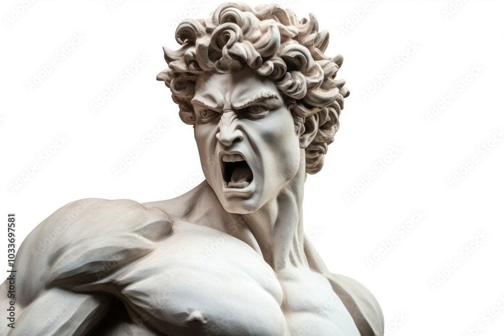 Obraz premium Greek sculpture david angry person statue human.