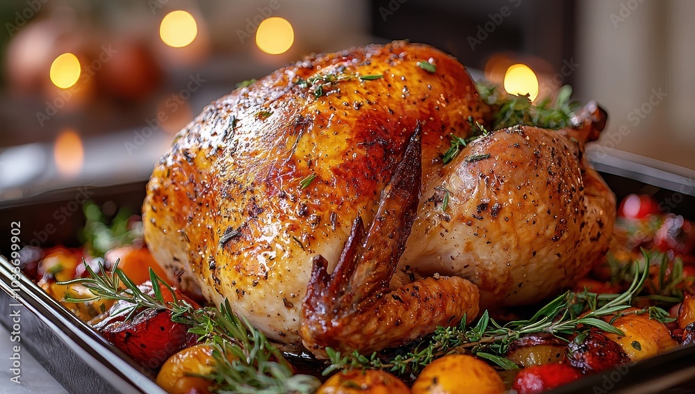 Roasted Turkey with Herbs and Vegetables for Thanksgiving Dinner Roasted Turkey with Herbs and Vegetables for Thanksgiving Dinner