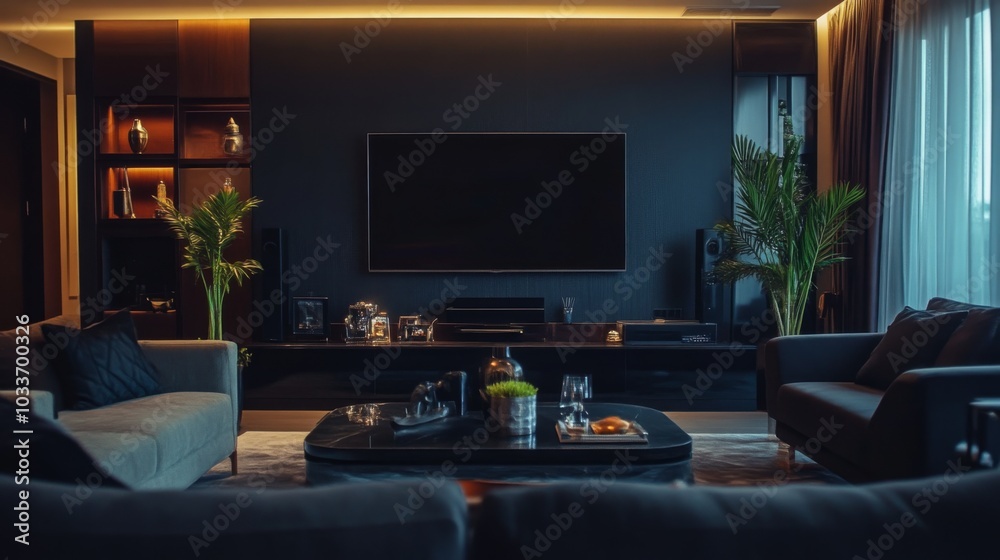 Modern Living Room Interior Design with Dark Walls and Minimalist Decor Modern Living Room Interior Design with Dark Walls and Minimalist Decor
