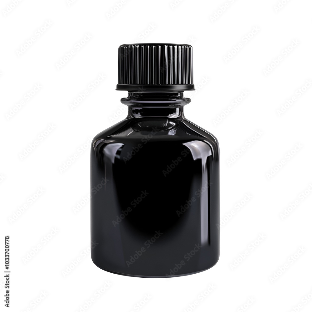 Black Glass Bottle with Screw Cap Mockup Black Glass Bottle with Screw Cap Mockup