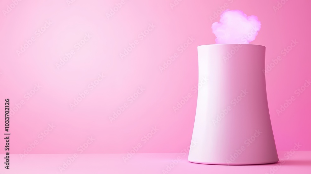 A stylish pink diffuser emitting soft wisps of vapor against a pastel backdrop, perfect for creating a calming atmosphere. A stylish pink diffuser emitting soft wisps of vapor against a pastel backdrop, perfect for creating a calming atmosphere.