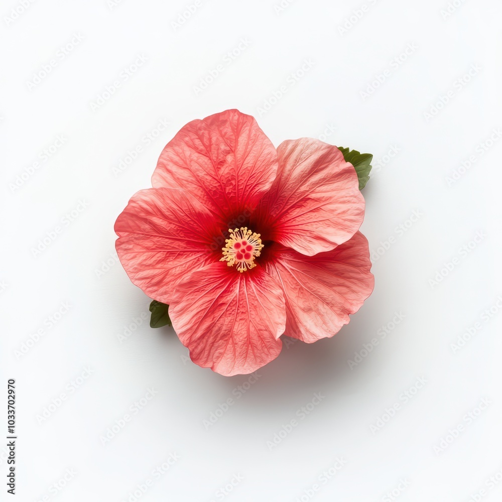 Beautiful hibiscus flower with pink petals on a white isolated background. Beautiful hibiscus flower with pink petals on a white isolated background.